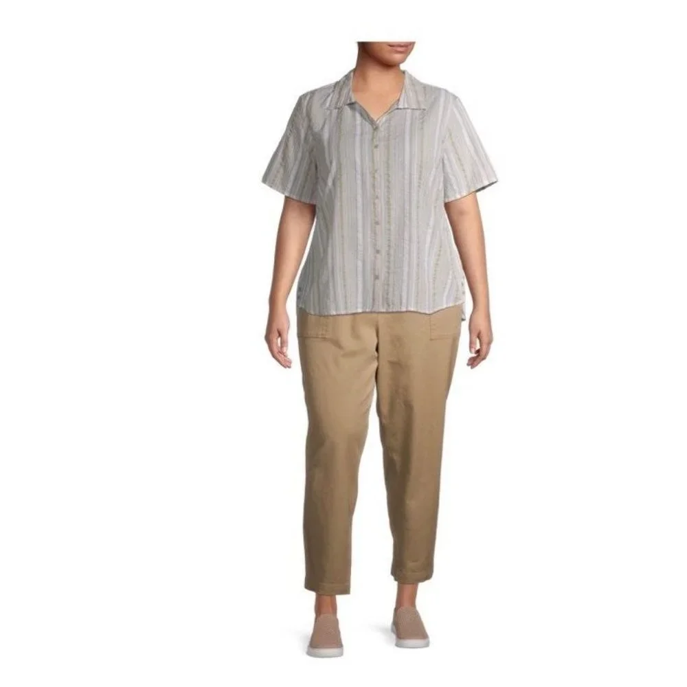 Pants cargo capri bottom tan cream plus size pants - Picture 5 of 11